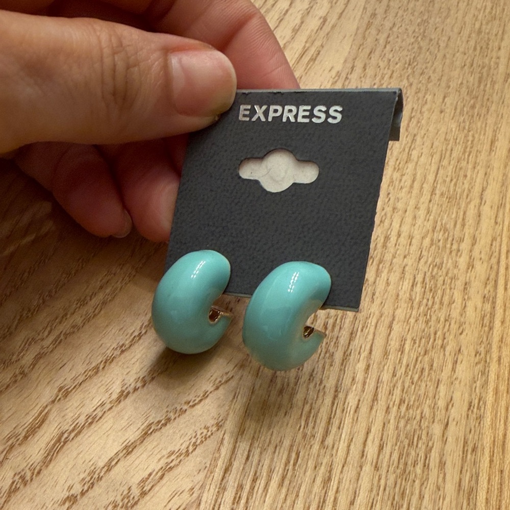 Express Aqua Resin Half-Hoop Earrings